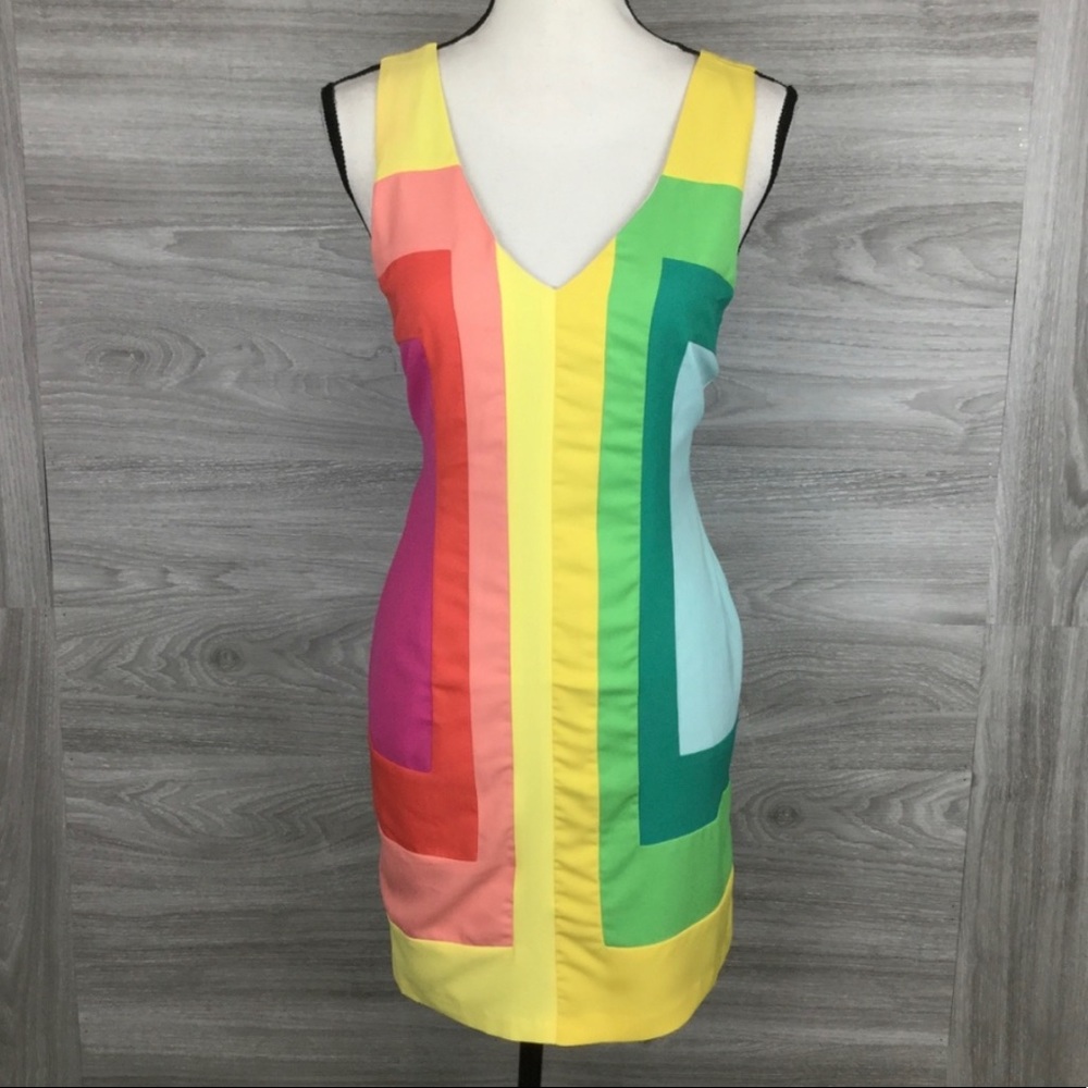Anthropologie Minuet Rainbow Color block Dress S